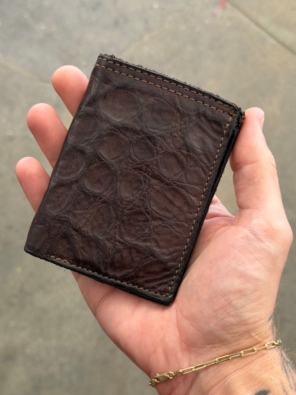 Campomaggi Leather Embossed Bifold Wallet in Moro
